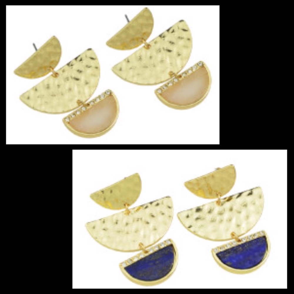 Geo SemiCircle Earrings - Picture 2 of 4